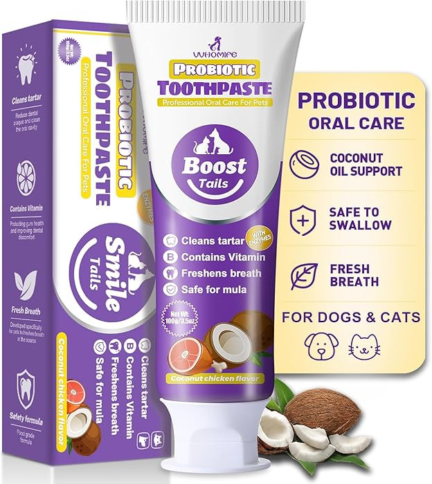 Natural Coconut Oil Cat & Dog Toothpaste.Enzymatic & Probiotic Formula with VitaminB. Gently Redu... | Amazon (US)
