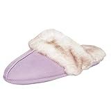 Jessica Simpson Women's Comfy Faux Fur House Slipper Scuff Memory Foam Slip on Anti-Skid Sole | Amazon (US)