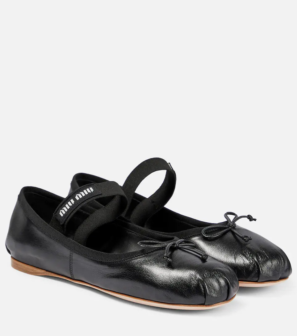 Ballerine in pelle con logo | Mytheresa (IT)
