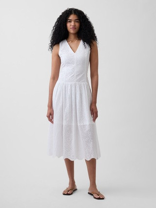 Eyelet Drop-Waist Maxi Dress | Gap (US)