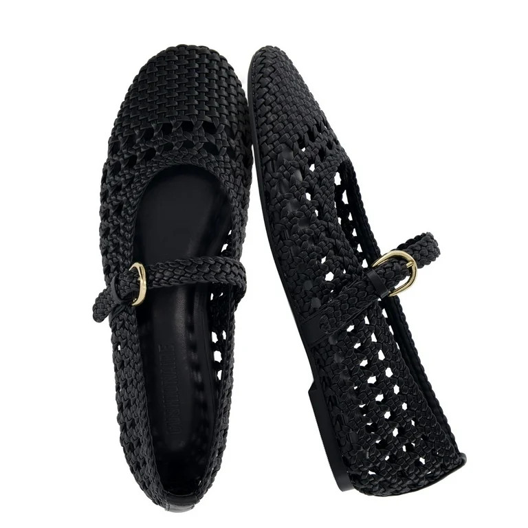 Cushionaire  Windsor Woven Womens Flats with Adjustable Strap – Comfortable Mary Jane Ballet Fl... | Walmart (US)