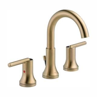 Delta Trinsic 8 in. Widespread 2-Handle Bathroom Faucet with Metal Drain Assembly in Champagne Br... | The Home Depot