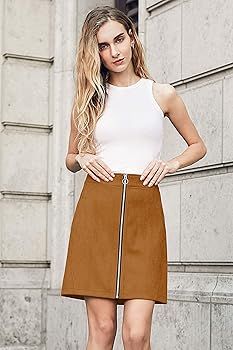 Women Faux Suede Bodycon Skirt High Waist Stretch Skirt Aline Pencil Skirt | Amazon (US)