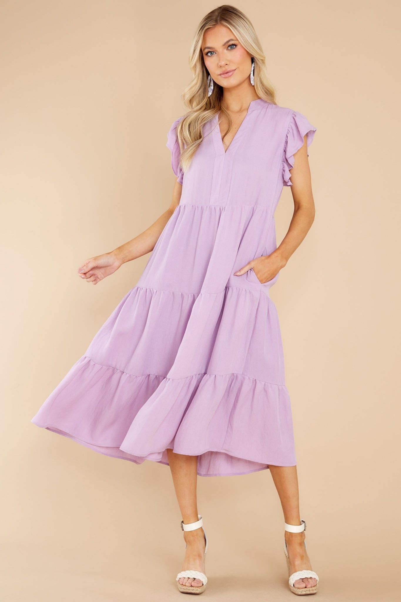 Meaningful Ways Lavender Midi Dress- Spring Fashion  | Red Dress 