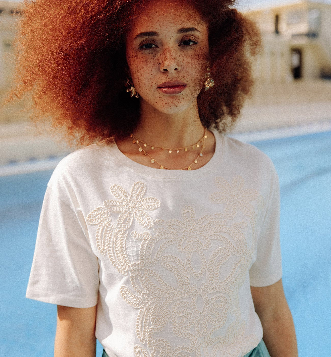 T-shirt brodé Femme - Ecru | Promod (FR)