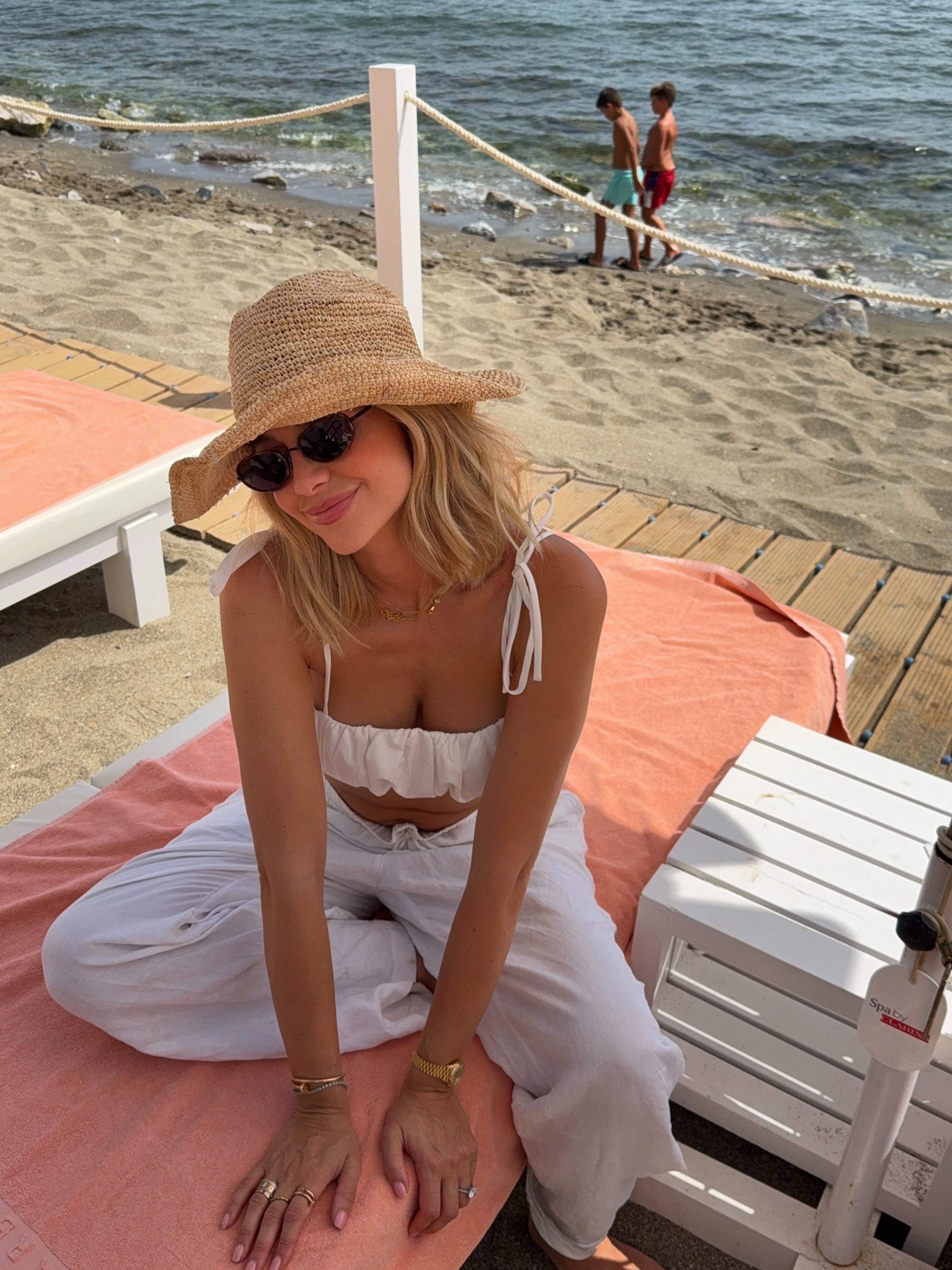 Holiday outfit, beach day, drawstring trousers, bandeau tie top, PLT, H&M, summer, outfit idea 

 #LTKuk #LTKsummer #LTKeurope