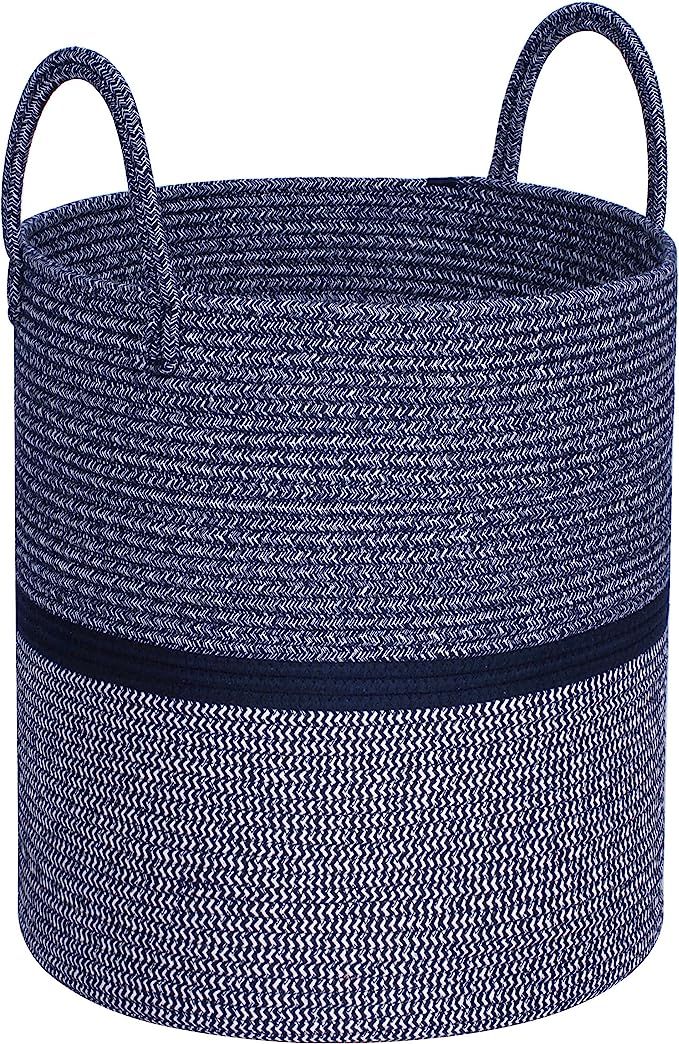 MINTWOOD Design Large 18 x 16 Inches Decorative Woven Cotton Rope Basket, Tall Laundry Basket Ham... | Amazon (US)