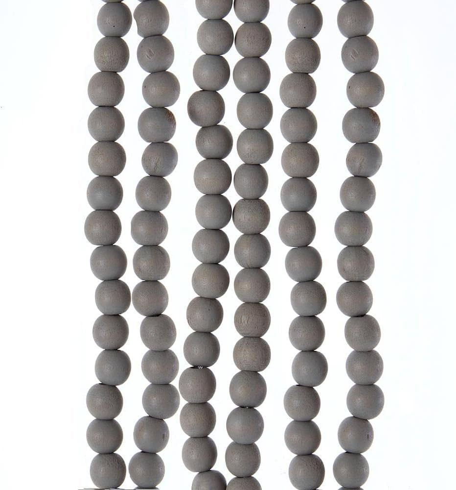 Wooden Distressed Gray Beaded Garland | Amazon (US)
