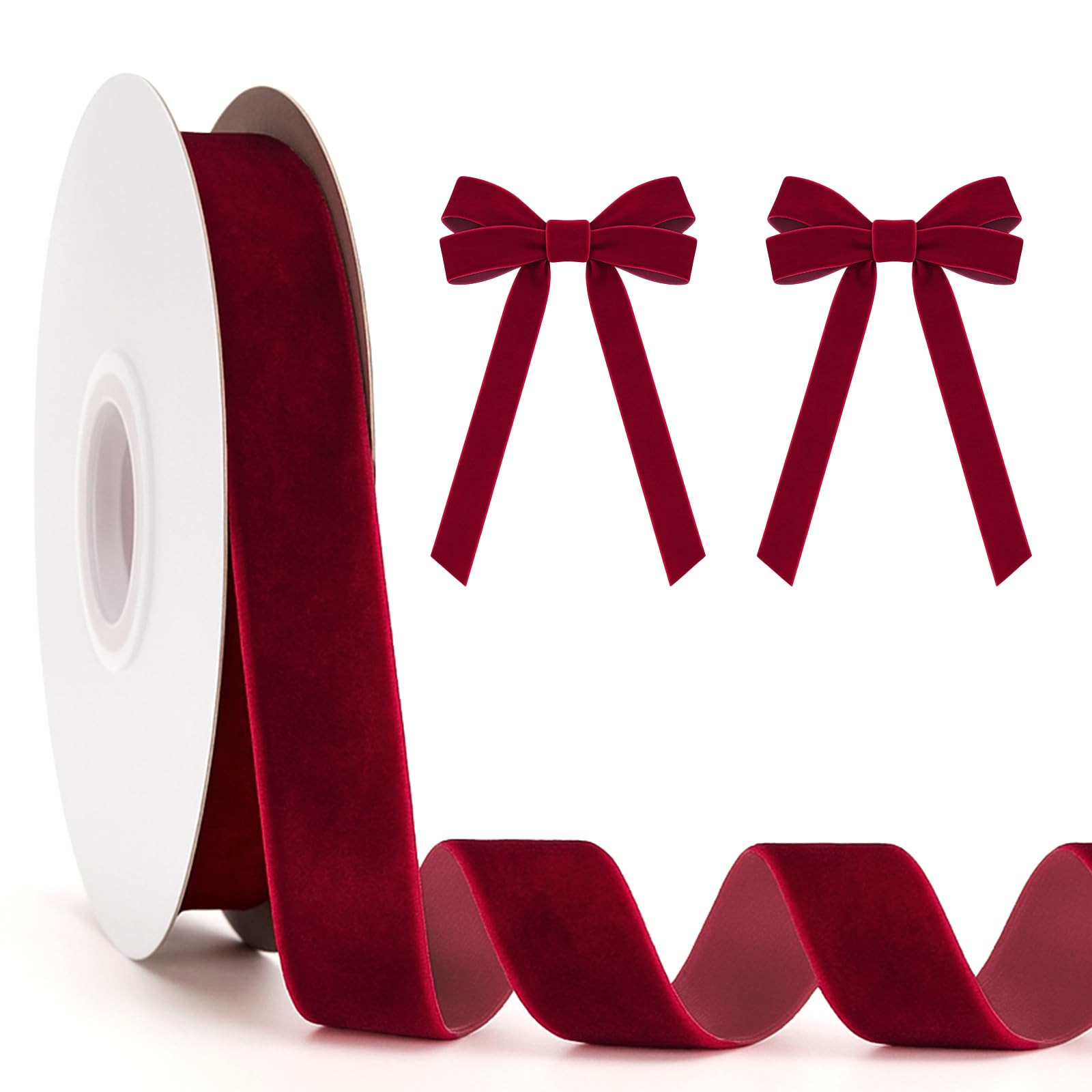 KINGLAKE 20mm Dark Red Velvet Ribbon for Gift Wrapping, 10M Thick Ghristmas Ribbon for Xmas Tree ... | Amazon (UK)