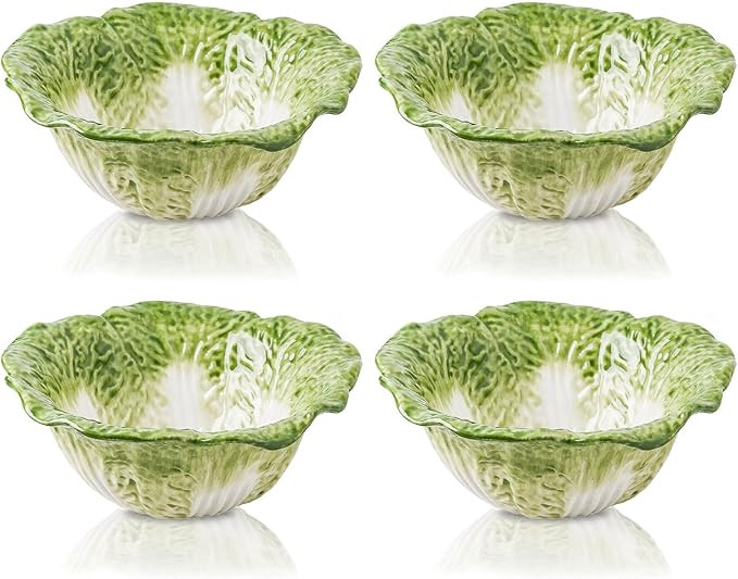 KXZ Green Ramen Noodle Bowls Microwavable 7 Inch, 16 Oz Ceramic Dinner Bowl Sets of 4 for Kitchen... | Amazon (US)
