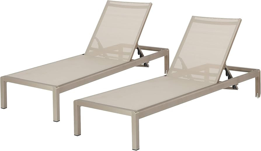 Outdoor Aluminum Chaise Lounge, Set of 2, Grey | Amazon (US)