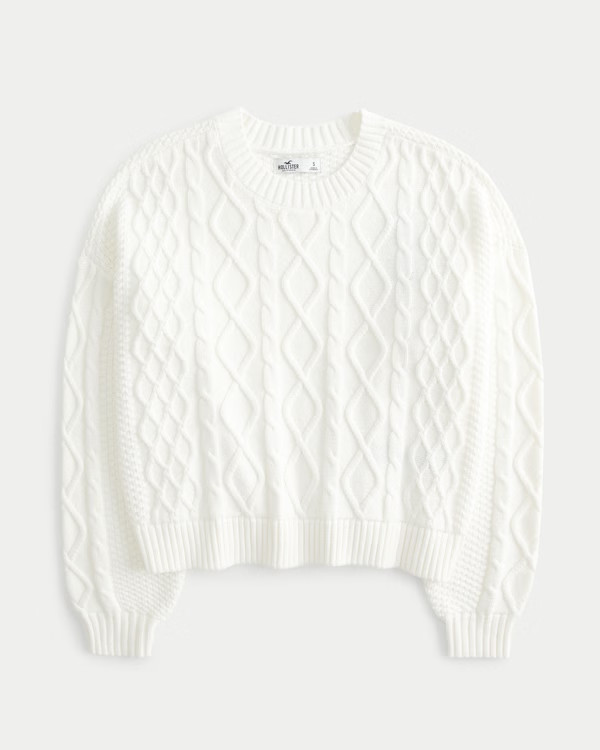Easy Cable-Knit Crew Sweater | Hollister (US)