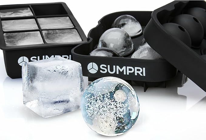 SUMPRI Sphere Ice Mold & Big Ice Cube Trays Novelty-Silicone Ice Ball Maker With Lid For Infused ... | Amazon (US)