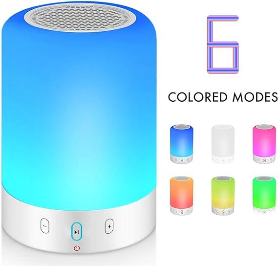 Bluetooth Speakers with Lights, Portable Wireless Stereo Speaker with Touch LED Bedside Night Lam... | Amazon (US)