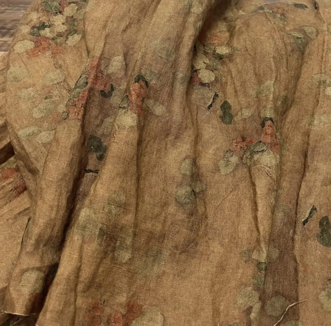 Print Floral Linen Fabric by the Yard - Etsy | Etsy (US)