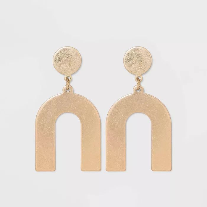 Flat Geometric Brass and in Worn Gold Post Top Stud Earrings - Universal Thread™ Gold | Target