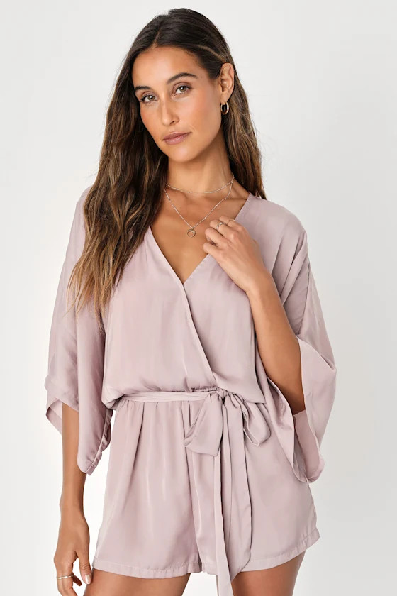 Ain't It Grand Mauve Satin Surplice Romper | Lulus (US)