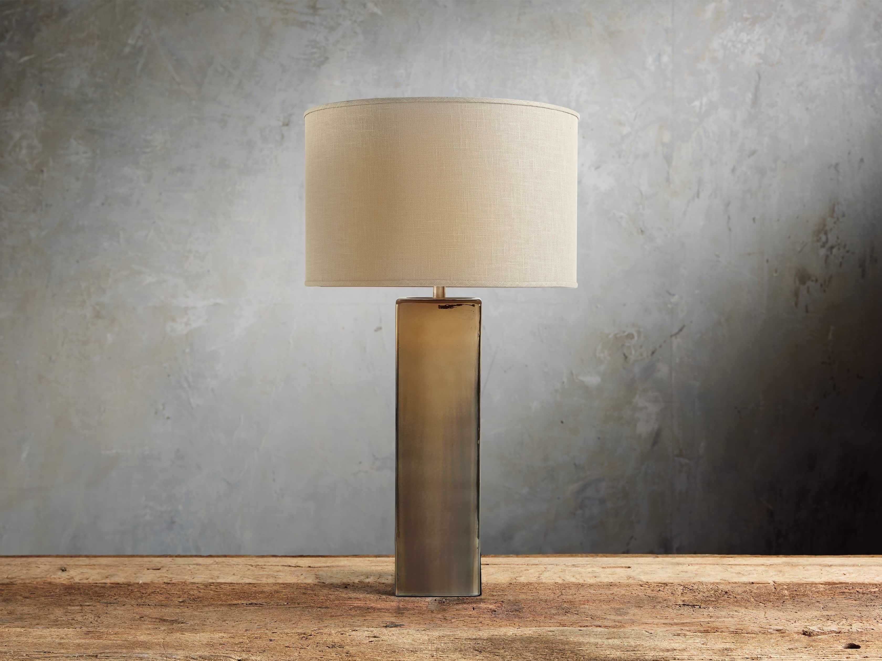Adrano Table Lamp in Gold with Natural Shade | Arhaus