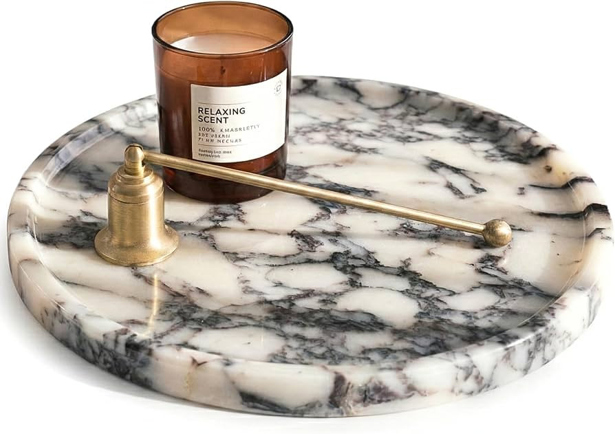 Calacatta Viola Marble Tray, Elegant Natural Stone, Round Marble Decorative Tray for Vanity, Bath... | Amazon (US)