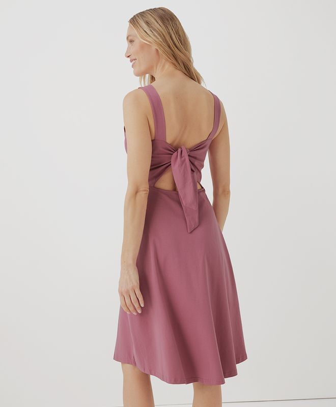 Women’s Fit & Flare Tie-back Dress made with Organic Cotton | Pact | Pact Apparel