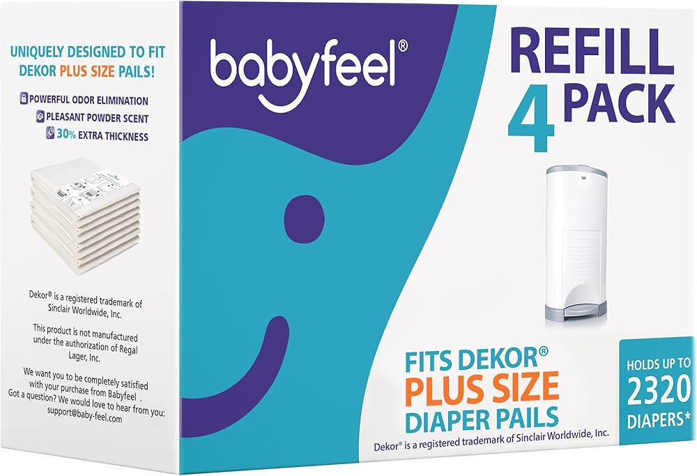 Babyfeel Refills Compatible with DEKOR PLUS Diaper Pails | 4 Pack | Exclusive 30% Extra Thickness... | Amazon (US)