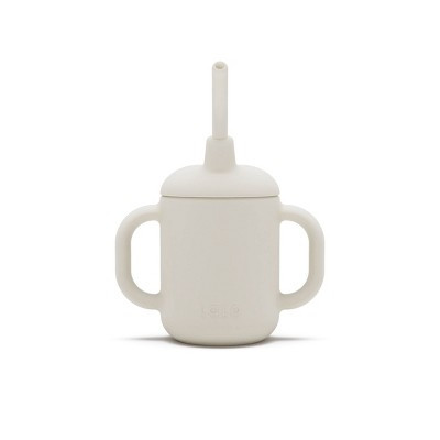Lalo 4 fl oz 3-in-1 Silicone Training Cup with Straw - Oatmeal | Target