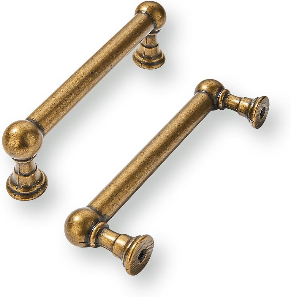 khtumeware 10 Pack 3 Inch Hole Center Antique Brass Cabinet Pulls Heavy Duty Solid Cabinet Handle... | Amazon (US)