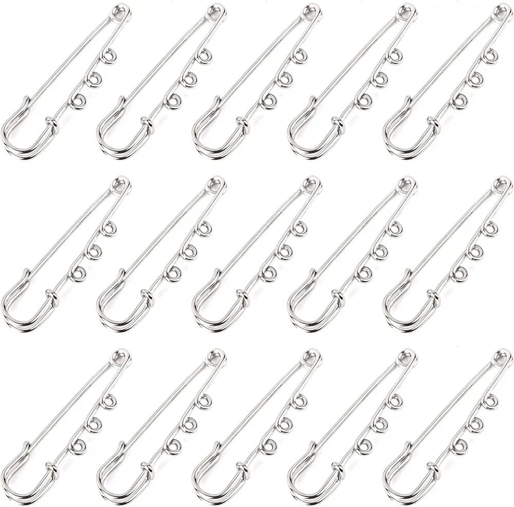 Framendino, 20 Pack Heavy Duty Safety Pins Metal Brooch Pin Kilt Pins Fasteners with 3 Loops for ... | Amazon (US)