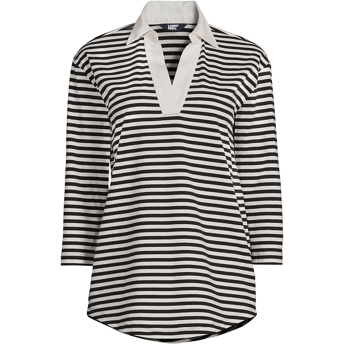 Women's 3/4 Sleeve Super T Collared Popover Tunic | Lands' End (US)