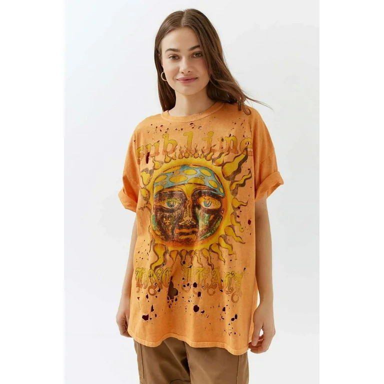 Urban Outfitters Women's X Sublime Distressed With Holes Oversized Tee T-Shirt (Large/X-Large, Or... | Walmart (US)