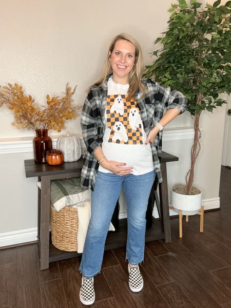 Sharing a fun Halloween outfit from Target!! 🎃 I sized up to a large in the graphic tee at 28+ weeks pregnant. My jeans and flannel are also from Target and all under $30 because the jeans are on sale!!! 

Halloween, fall outfits, maternity, jeans, Halloween outfit, Target style, Target 

#LTKstyletip #LTKHalloween #LTKbump