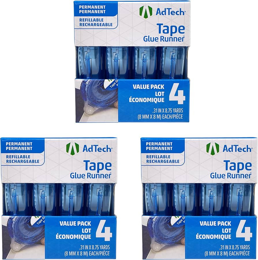 Adtech 05603 Glue Runner Permanent 35 Yards Total - Pack of 3 (4 each), Blue | Amazon (US)