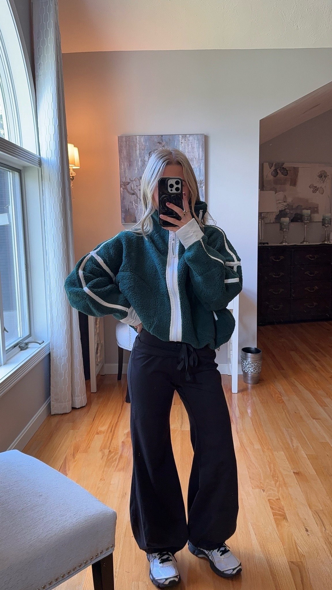 wearing a xs in fleece and xs short in bubble pants