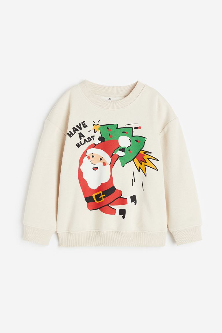 Sweatshirt - Light beige/Santa - Kids | H&M US | H&M (US + CA)