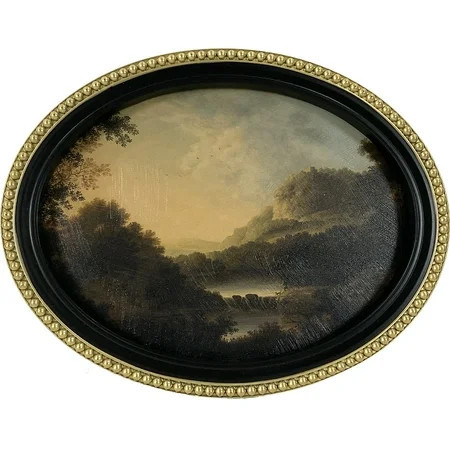 Home Decor Collection Gold Metro Beaded Oval Framed Landscape Wall Art, Vintage-Style Décor for Living Room, Entryway, Bedroom, or Office, 14x11 | Walmart (US)