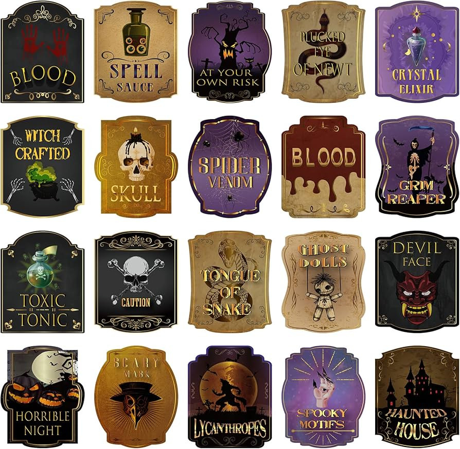 80 Pcs Creepy Halloween Animal Apothecary Bottle Labels Stickers Medicine Bottle Label Laminated ... | Amazon (US)