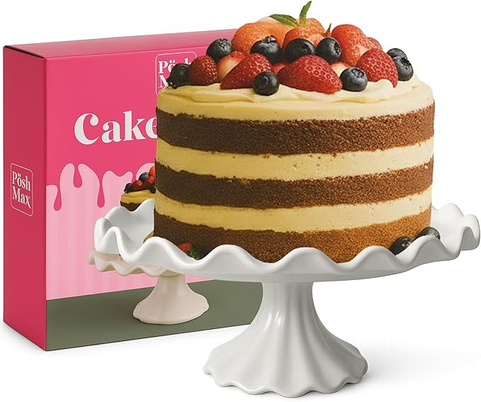10.5-Inch White Porcelain Cake Stand – Elegant Dessert & Cupcake Stand for Cake, Pastries & Coo... | Amazon (US)
