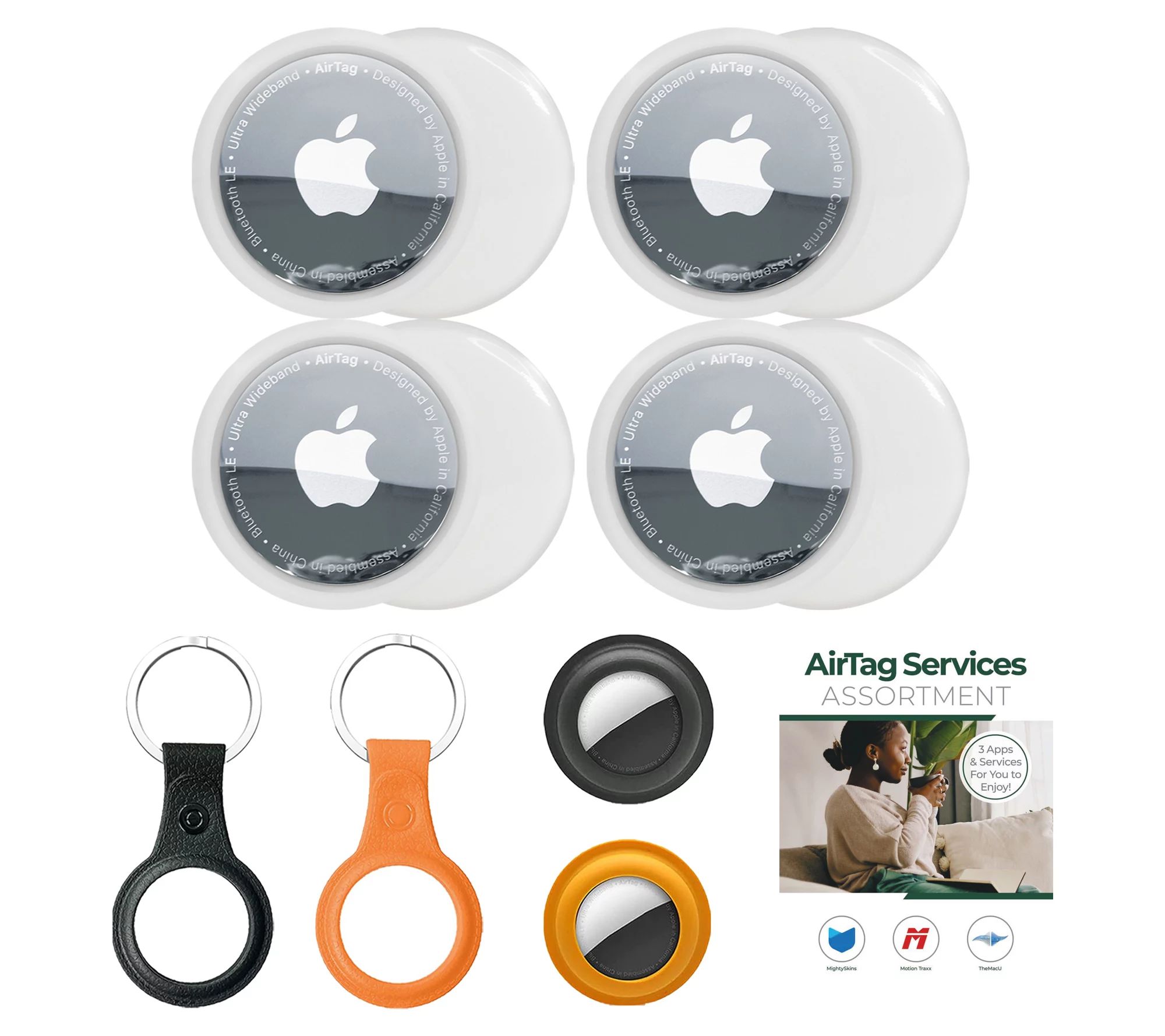 Apple AirTags 4-Pack with Keychain Silicone Case and Voucher - QVC.com | QVC