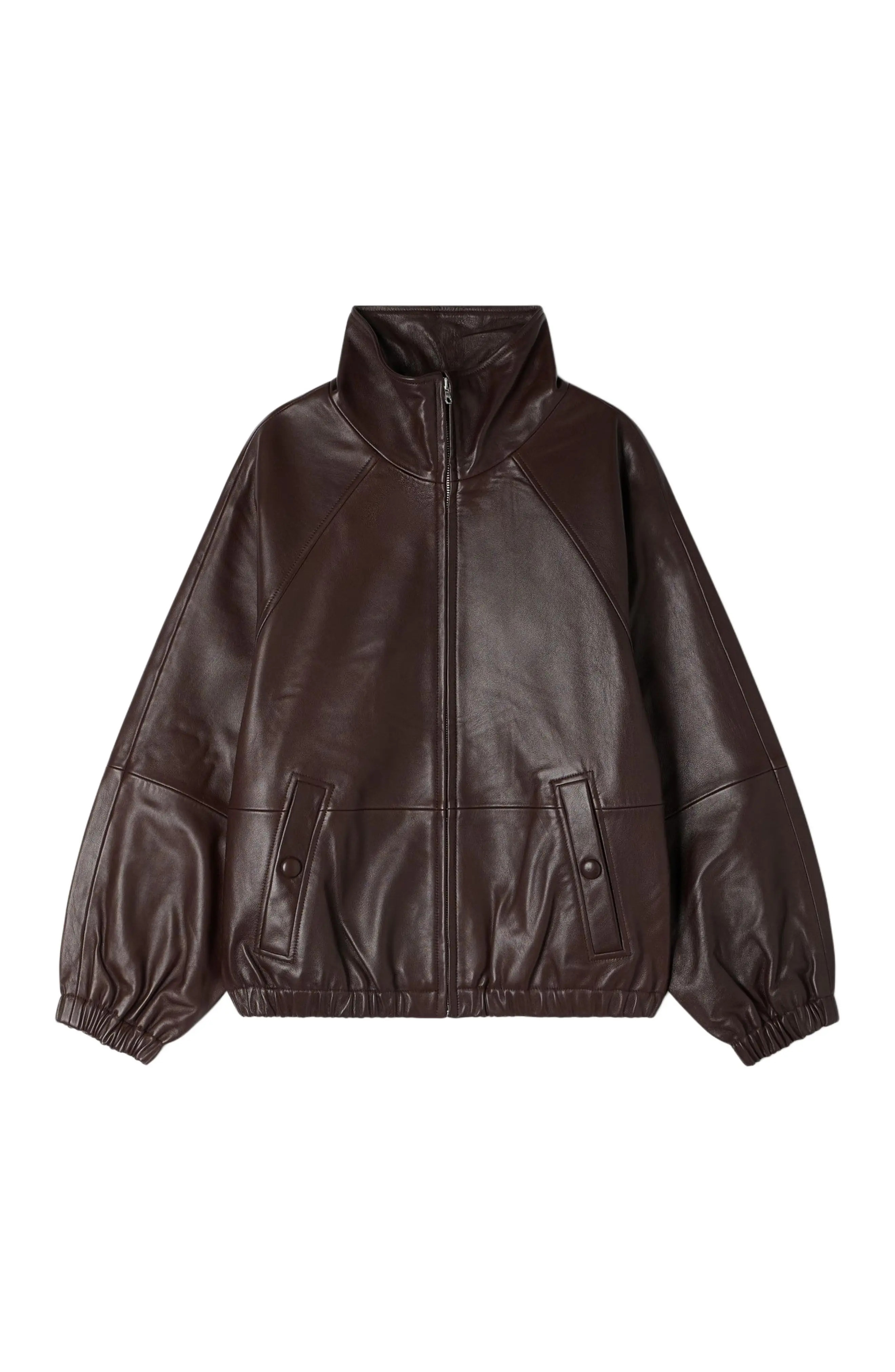 SANDRO Oversized zip-up leather jacket (Women) | Nordstrom | Nordstrom