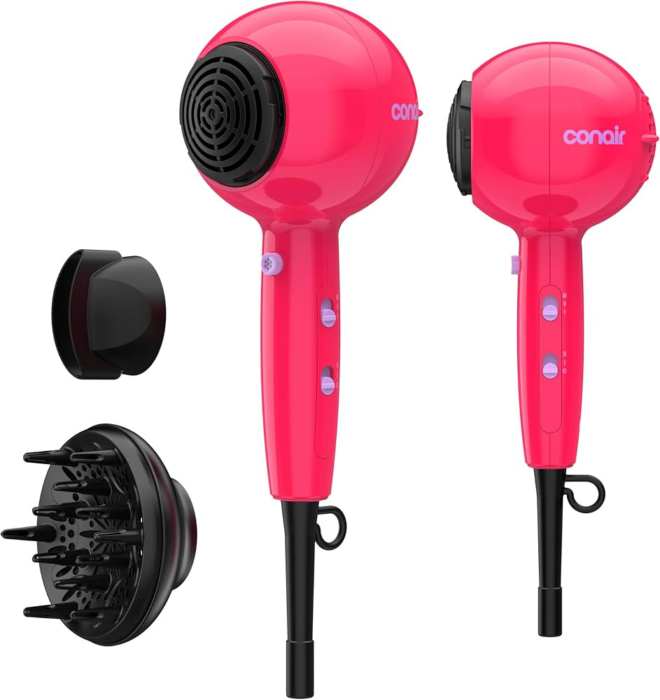 Conair Cake Pop Hair Dryer with Diffuser & Concentrator Attachments, Blow Dryer, Hair Dryers for ... | Amazon (US)