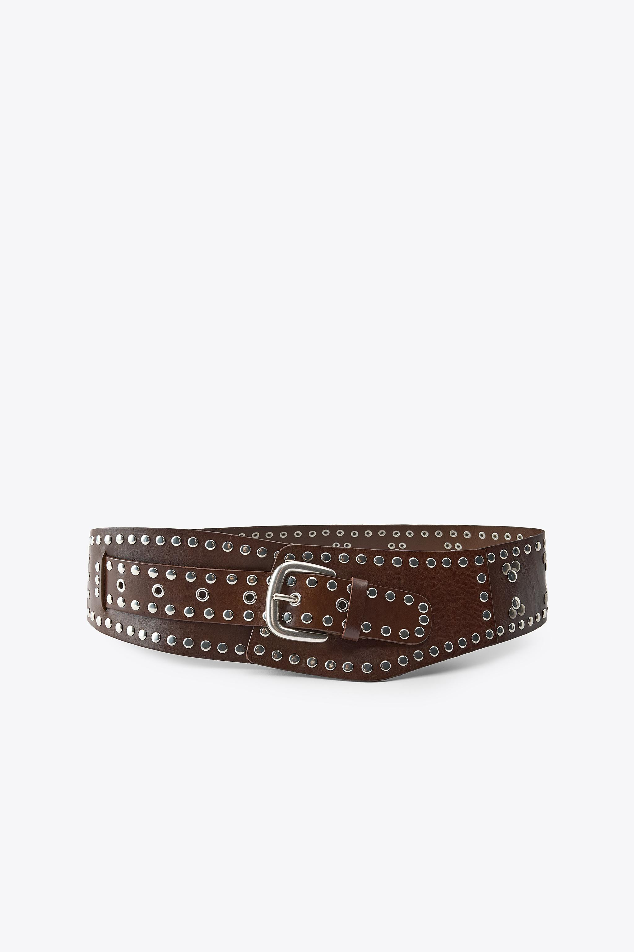 STUDDED LEATHER SASH BELT | Zara US