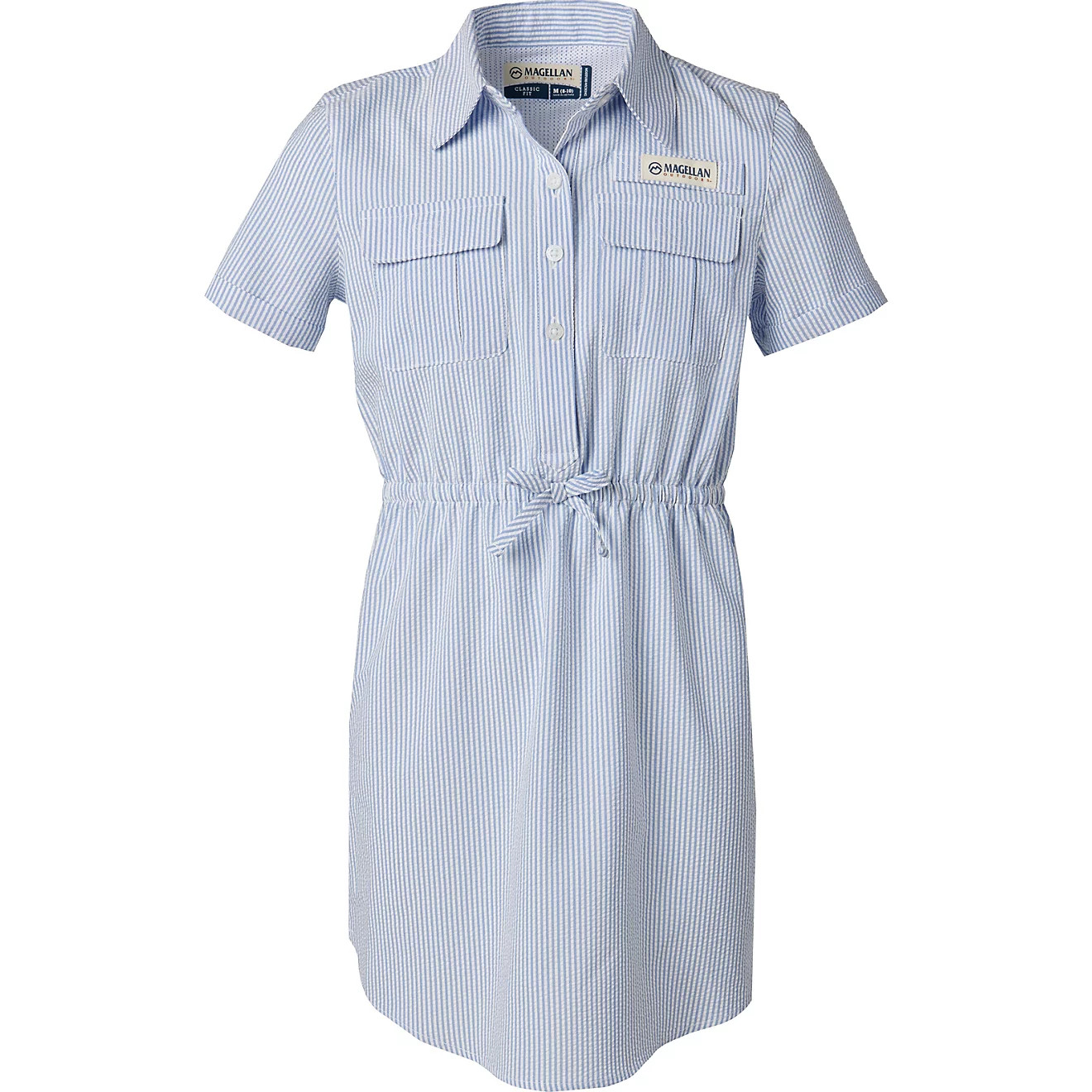 Magellan Outdoors Girls' Seersucker Short Sleeve Fishing Shirt Dress | Academy Sports + Outdoors