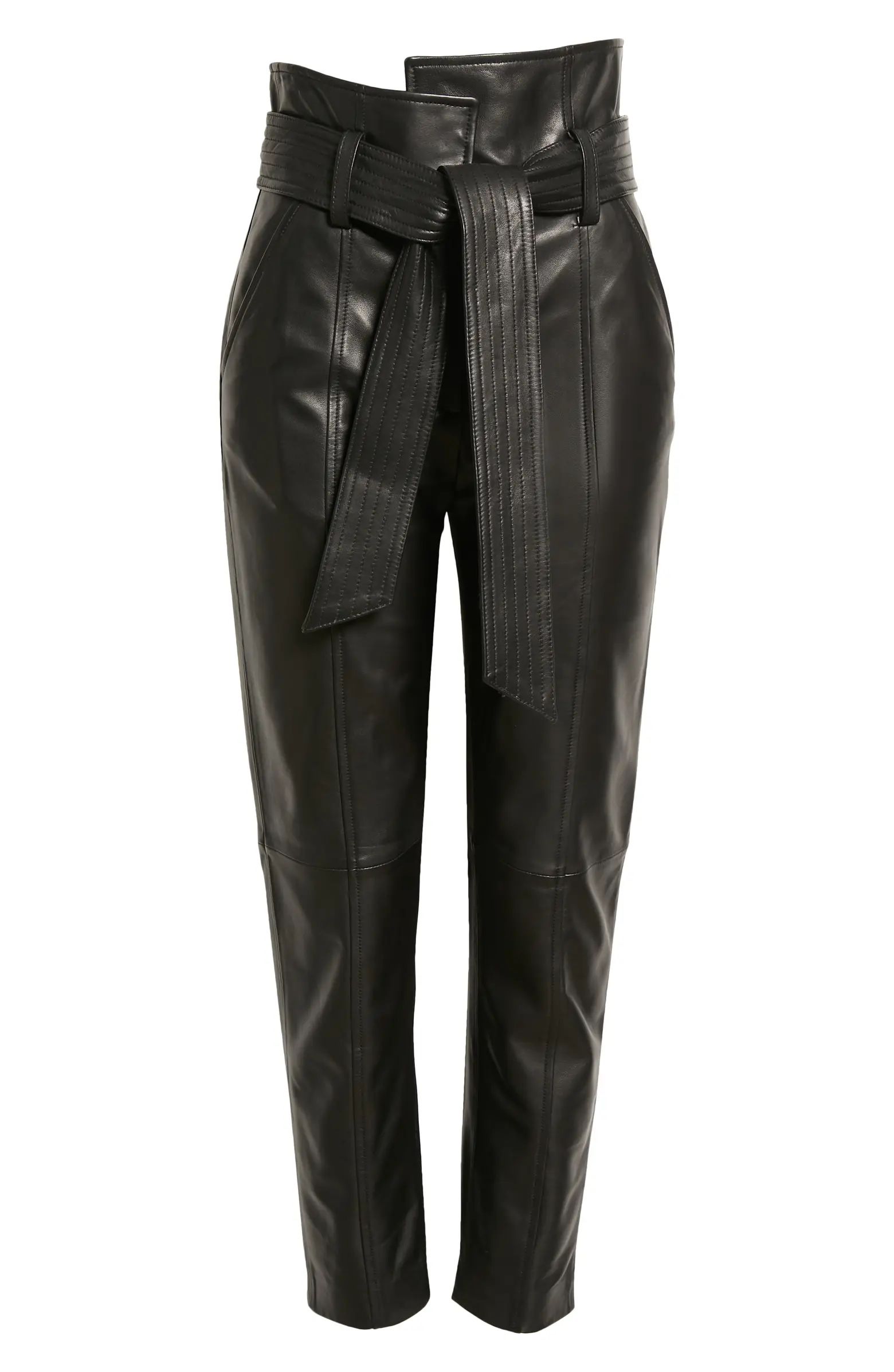 Veronica Beard Izera Belted Leather Pants | Nordstrom | Nordstrom