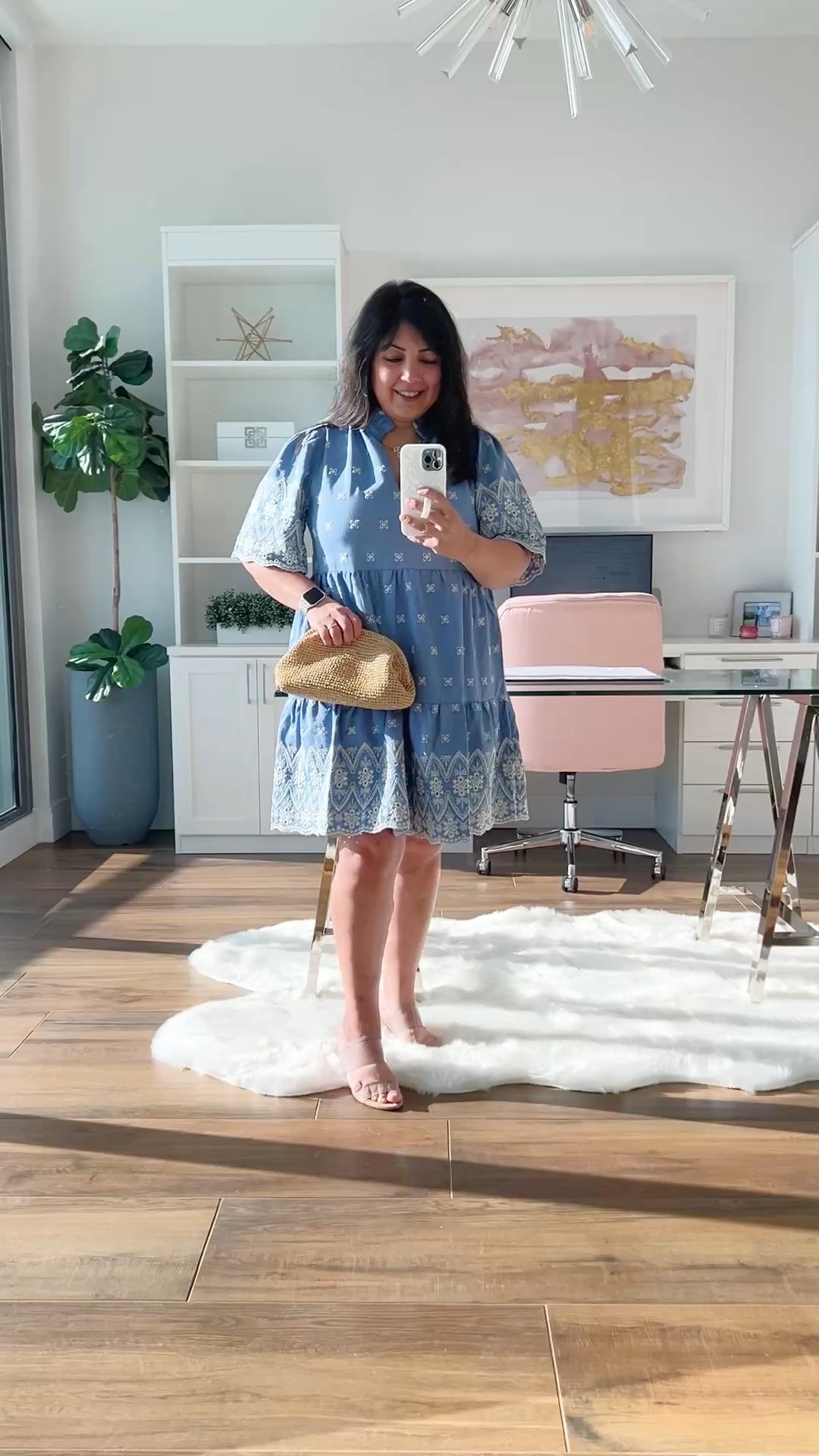 Isn’t this eyelet dress so pretty?! This color is no longer available but it is still available in an all white version that’s perfect for resort wear, vacation outfits and spring and summer outfits! The white one is on sale for $69 (originally $188) and there’s another print available in this same dress style! 

Tuckernuck dress size large. Schutz sandals true to size. J. Crew raffia clutch bag. Kendra Scott necklace.

#LTKSaleAlert #LTKTravel #LTKOver40