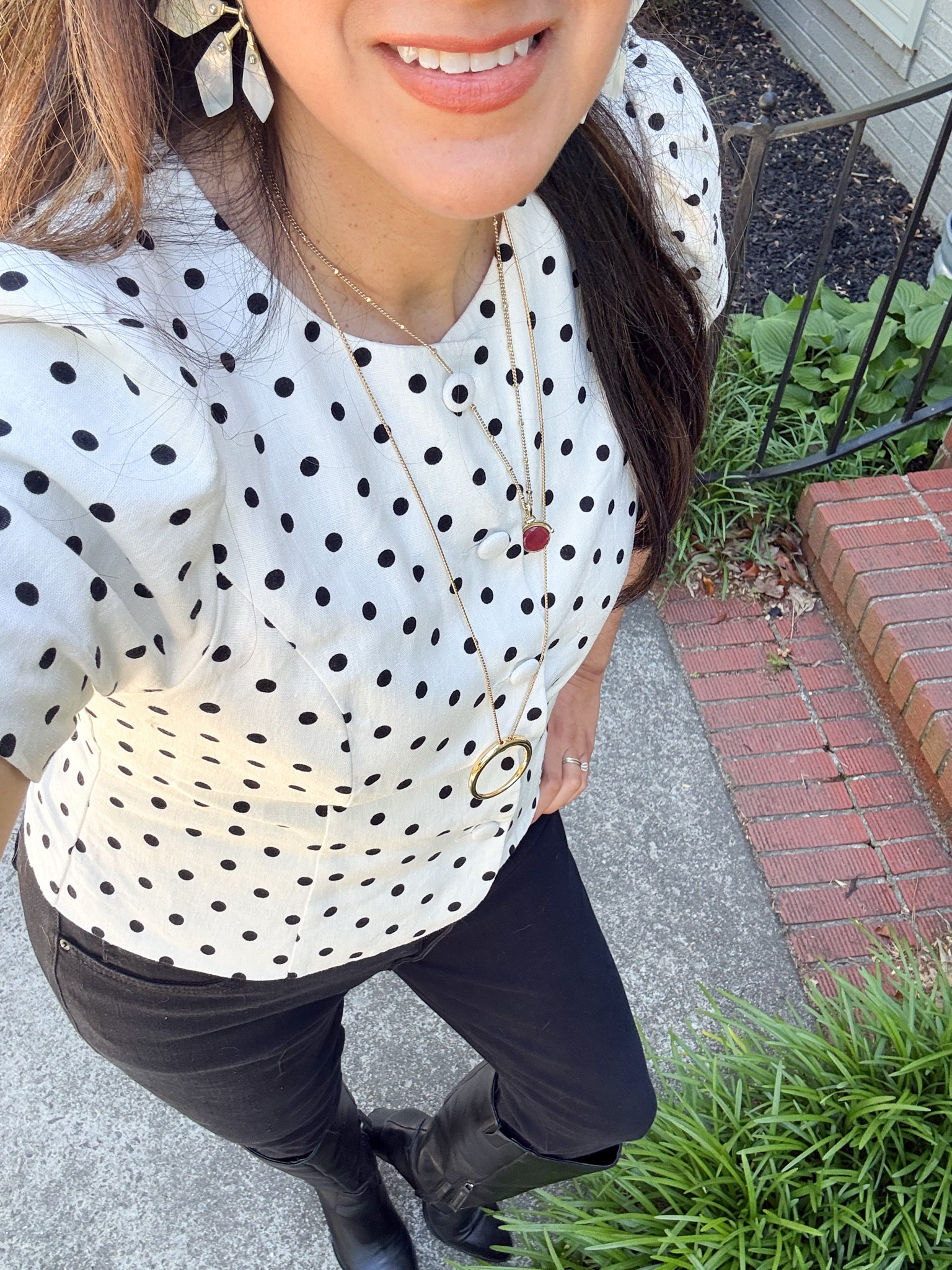 Looking for a classic polkadot top that’s flattering? Paired with black pants is a timeless go-to.

If you’ve been searching for business casual outfits for women, work outfit ideas, or how to style black pants, this look is such an easy win. The polka dot blouse adds a feminine touch, while the black pants and boots keep it sleek and professional.

Styled with layered gold jewelry and boots for a look that feels elevated but still effortless.

Save this for your next work outfit idea . 

#LTKWorkwear #LTKOver40 #LTKSeasonal