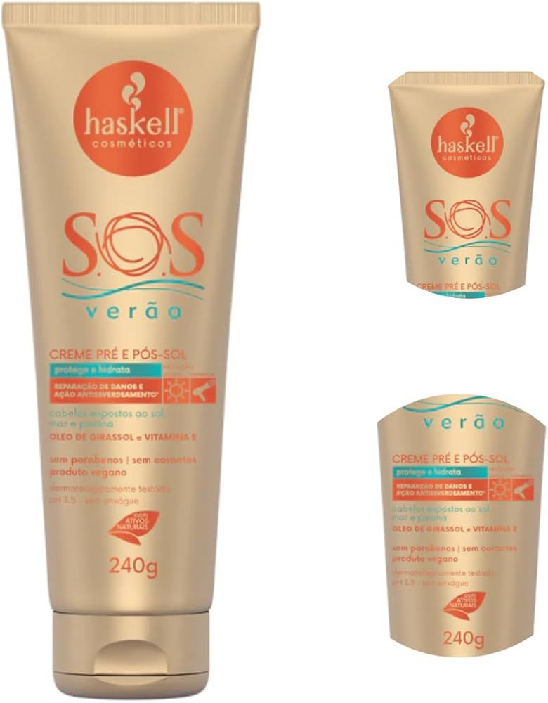 Creme Sem Enxague Pré E Pós Sol Haskell SOS Verao 240g - Com Proteção Solar e Térmica | Amazon (BR)