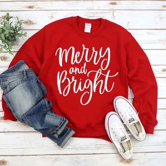 Merry and Bright christmas Sweatshirt for Women Soft Women | Etsy | Etsy (US)