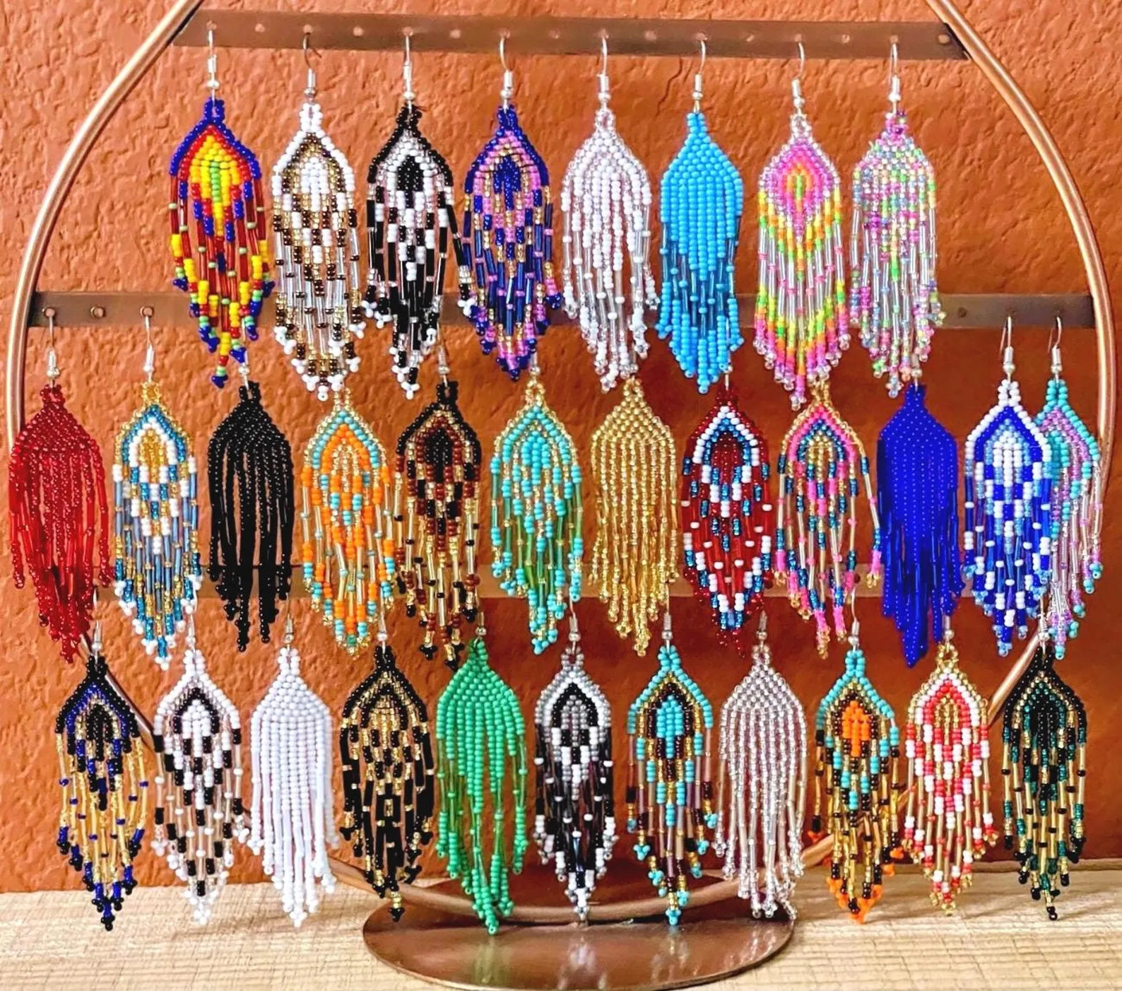 Huichol Beaded Earrings, Chiapas Mayan Boho Jewelry | Etsy (Global)