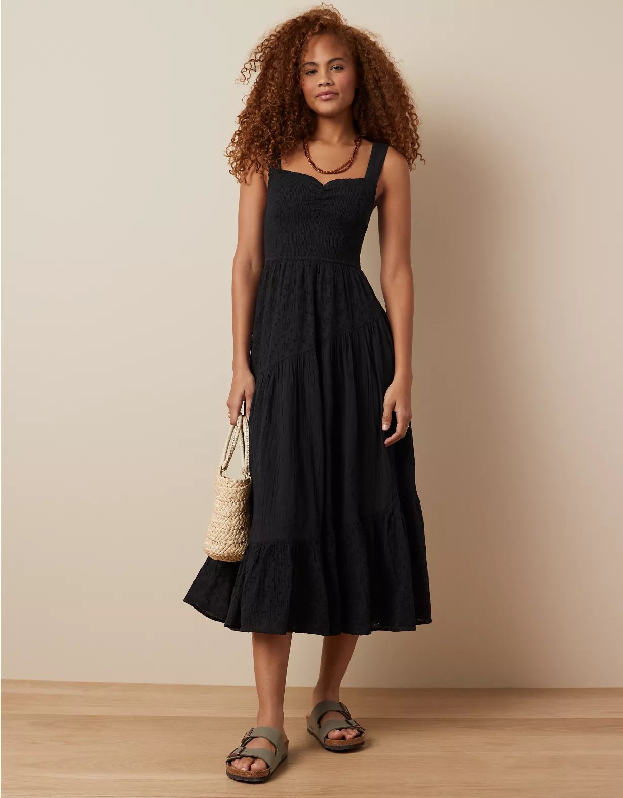 AE Asymmetrical Tiered Midi Dress | American Eagle Outfitters (US & CA)