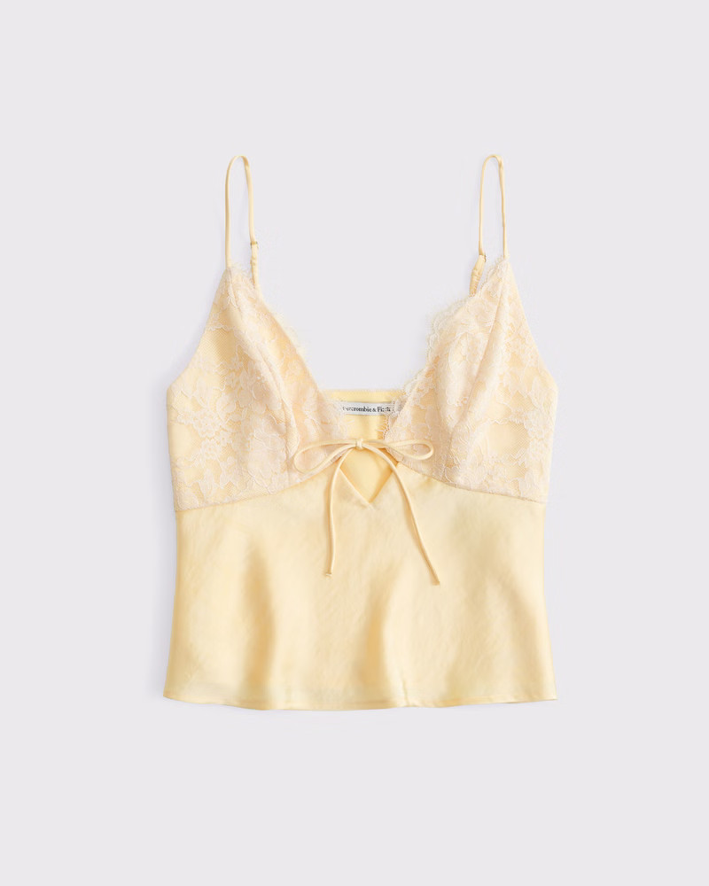 Women's Lace and Satin V-Neck Cami | Women's New Arrivals | Abercrombie.com | Abercrombie & Fitch (US)